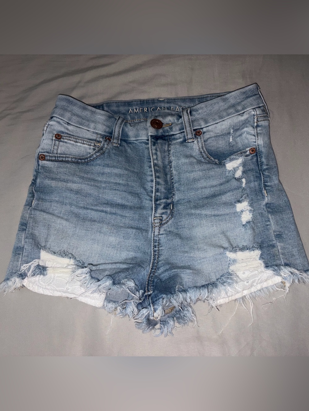 American Eagle Outfitters Light Blue Distressed Denim Cutoff Shorts